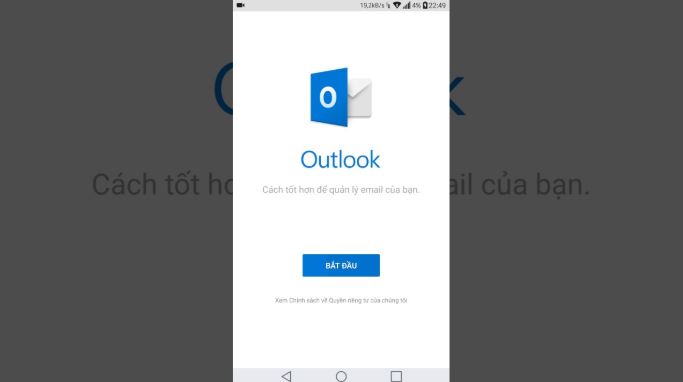 Bắt đầu thiết lập tài khoản Outlook cho điện thoại Android