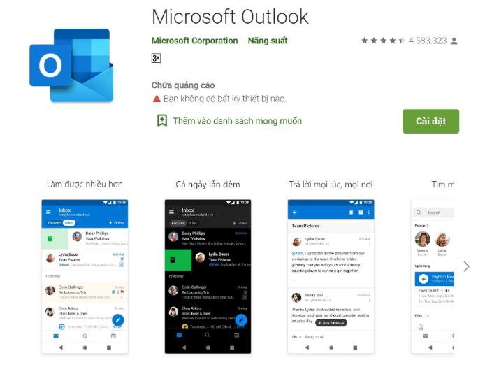 Tải ứng dụng Outlook cho điện thoại Android