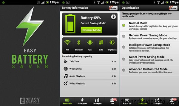 Ứng dụng Easy Battery Saver với phương thức hoạt động đơn giản