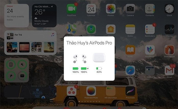 Kiểm tra pin AirPods trên iPhone, iPad, iPod