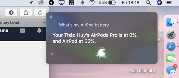 Kiểm tra pin AirPods qua trợ lý ảo Siri