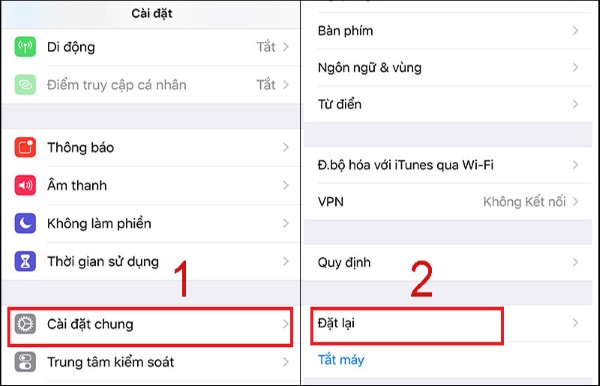 Chọn đặt lại iPhone