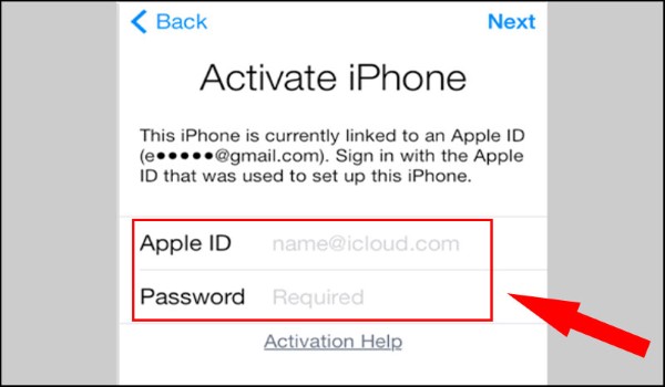 Nhập Apple ID cũ để kích hoạt lại máy