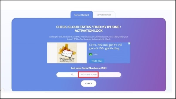 Nhập mã IMEI để tra cứu trạng thái Find My iPhone