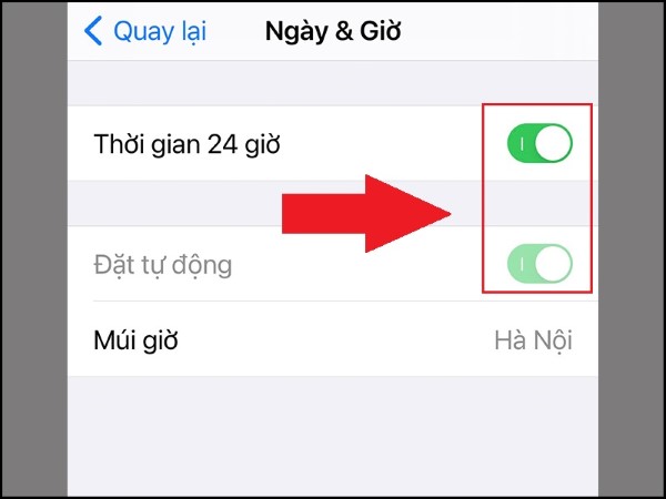 Tắt và bật lại tính năng "Tự động đặt"