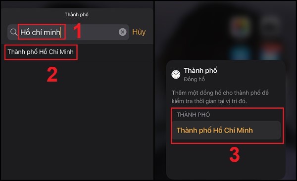 Chọn thành phố muốn đặt giờ